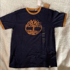 Tshirt, Dark blue with tan trimming